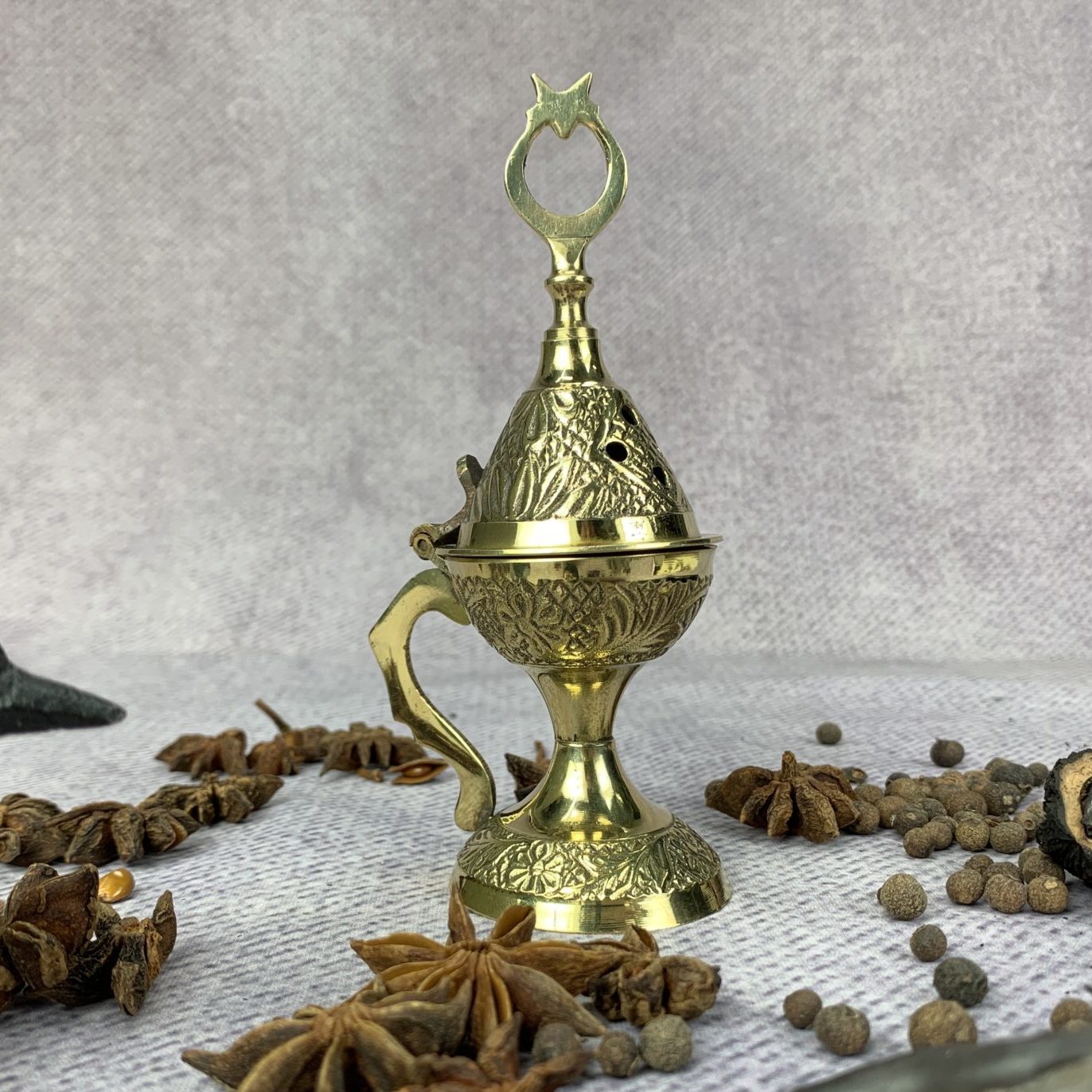 Mystical Hinged Brass Incense Burner