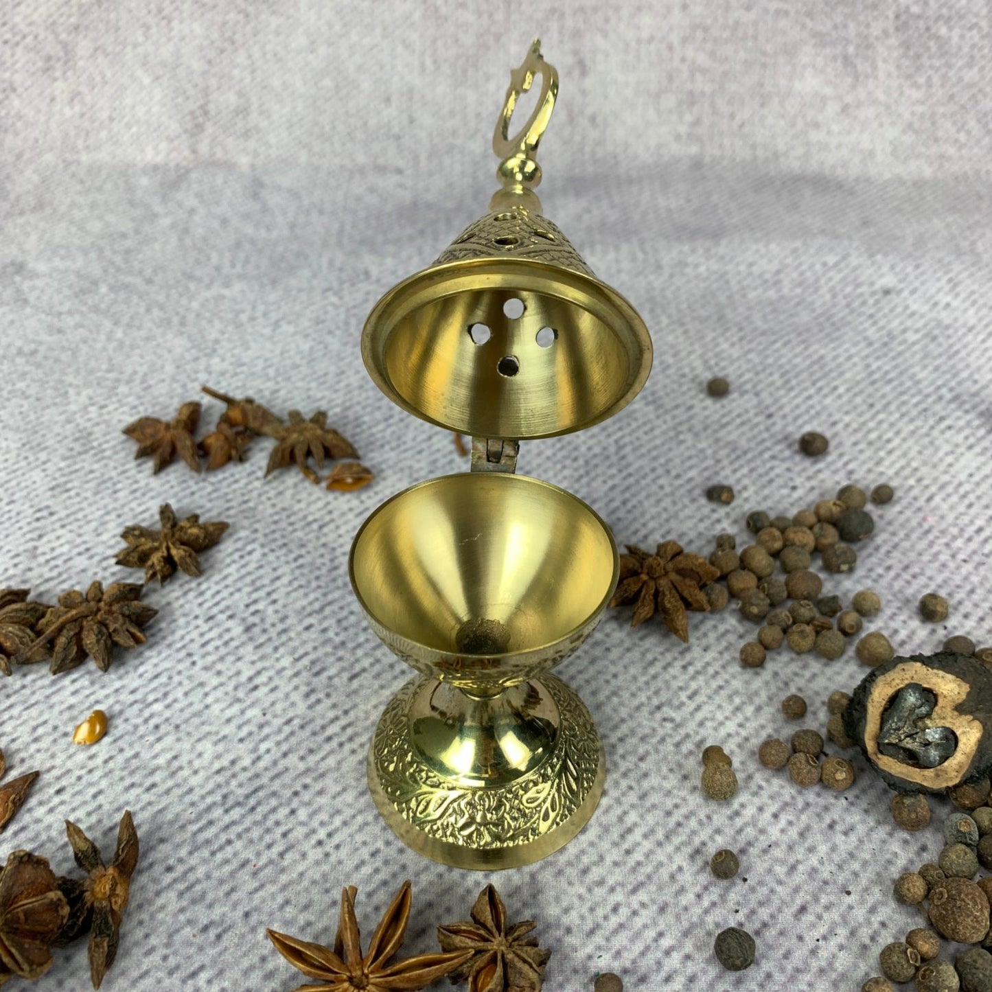 Mystical Hinged Brass Incense Burner