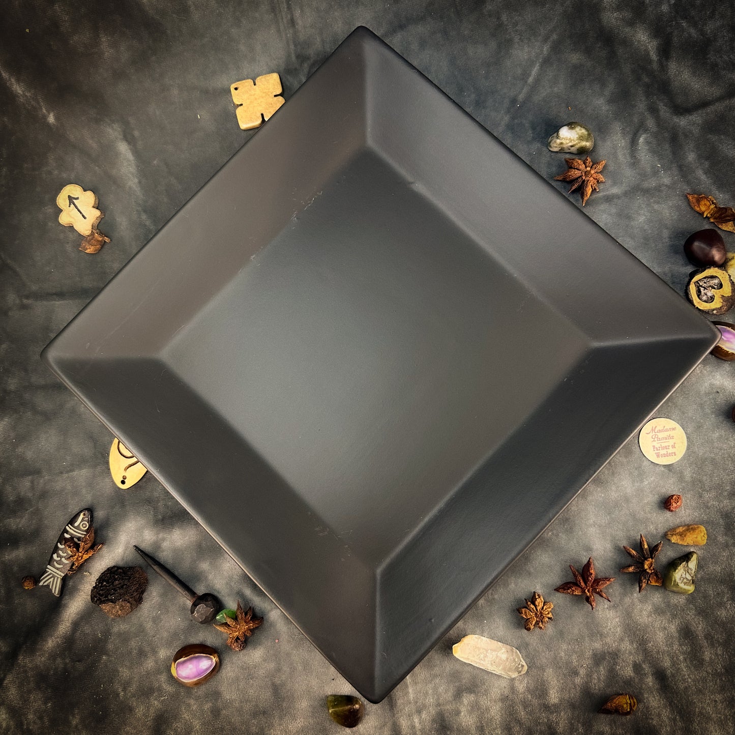 Black Stoneware Candle Spell Tray