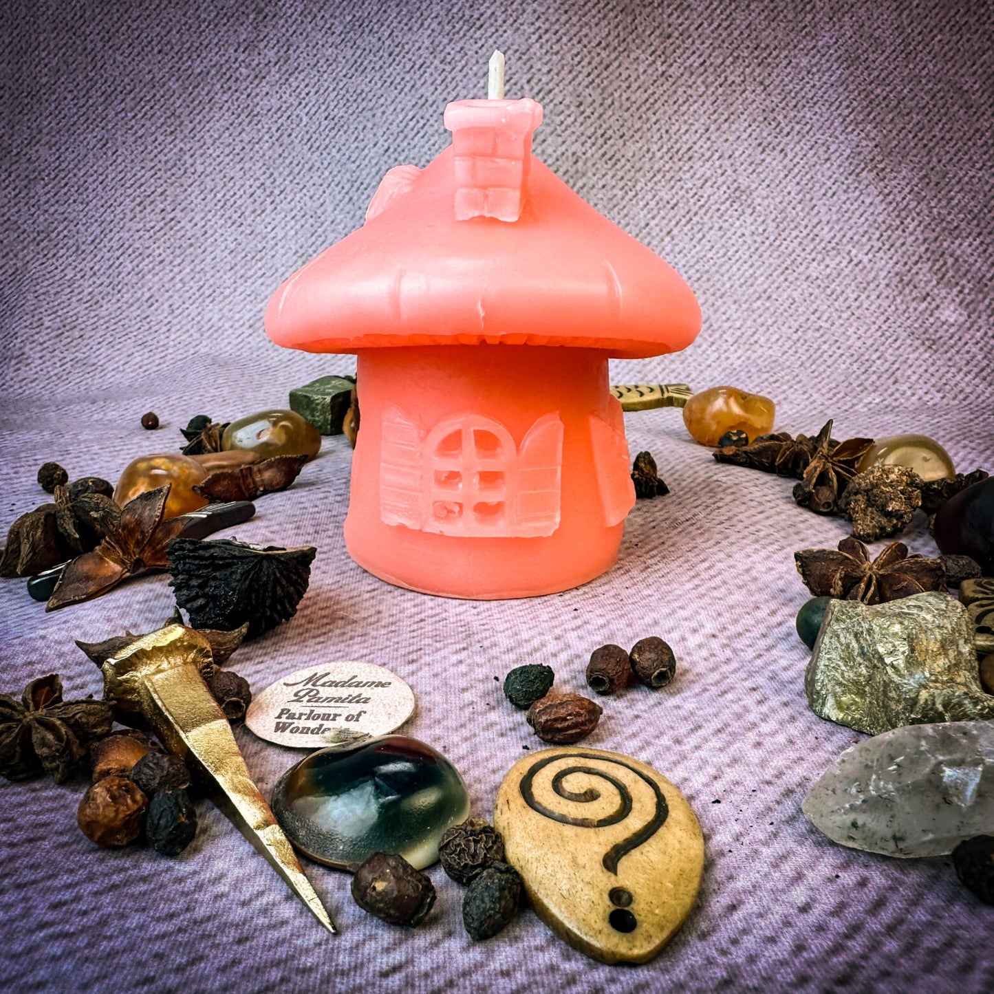 Beeswax Mushroom Fairy Hut Spell Candle