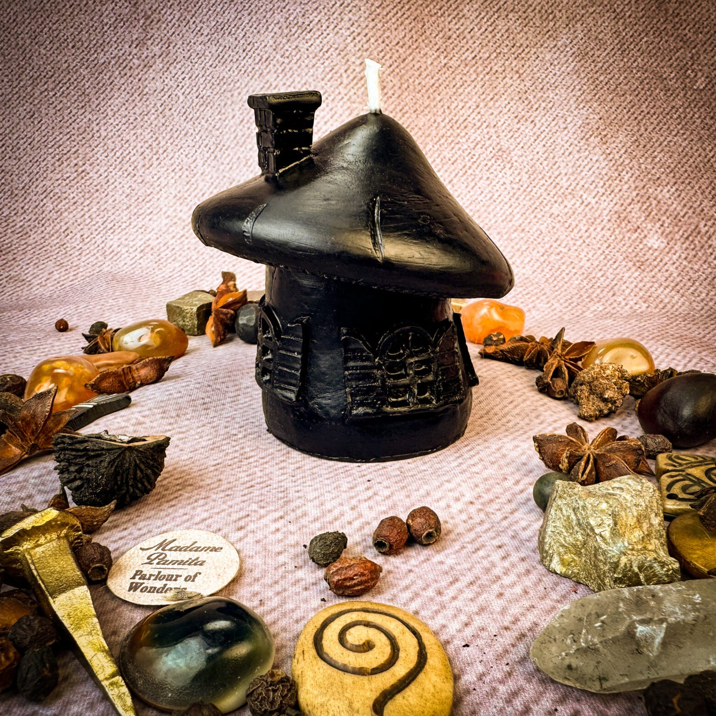 Beeswax Mushroom Fairy Hut Spell Candle