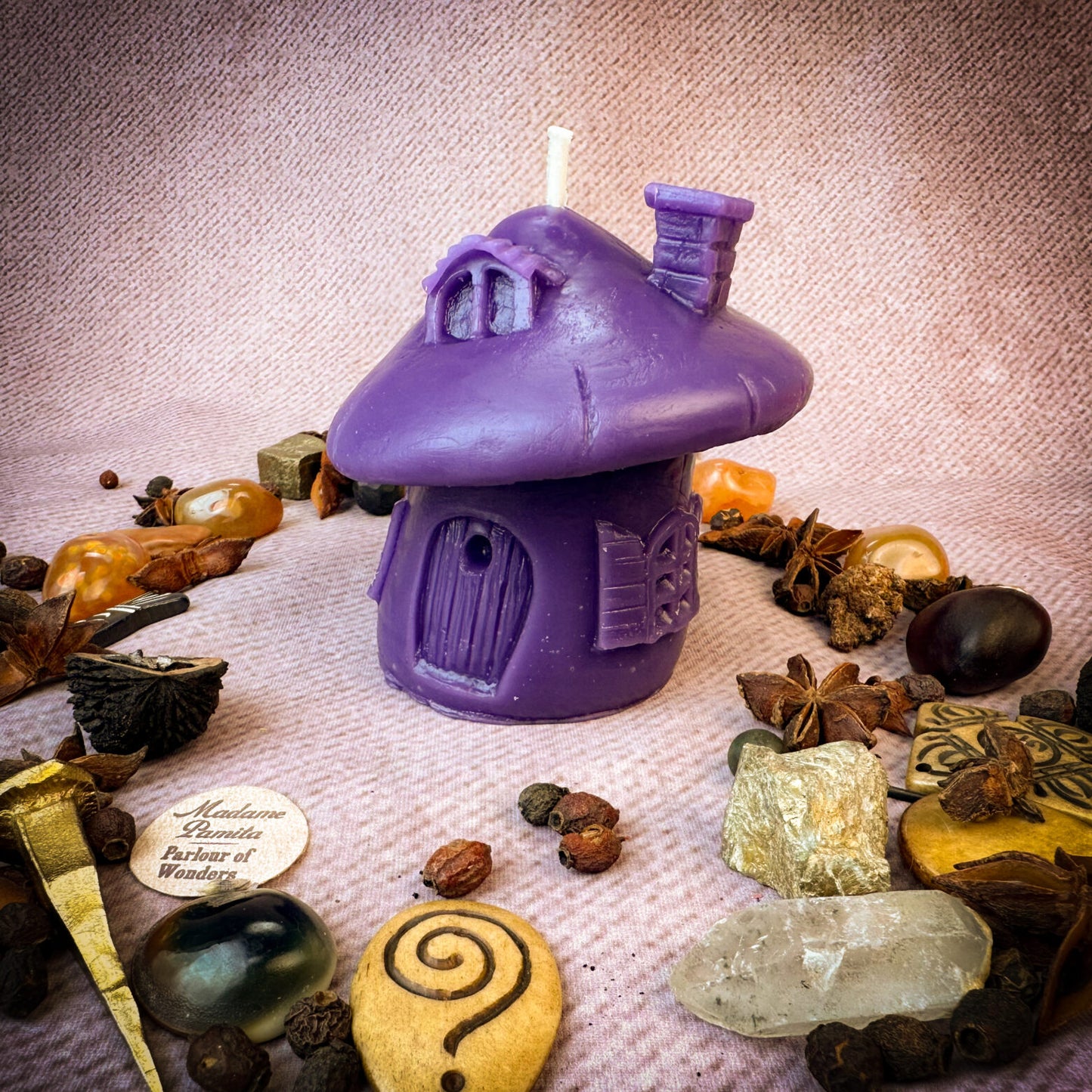 Beeswax Mushroom Fairy Hut Spell Candle