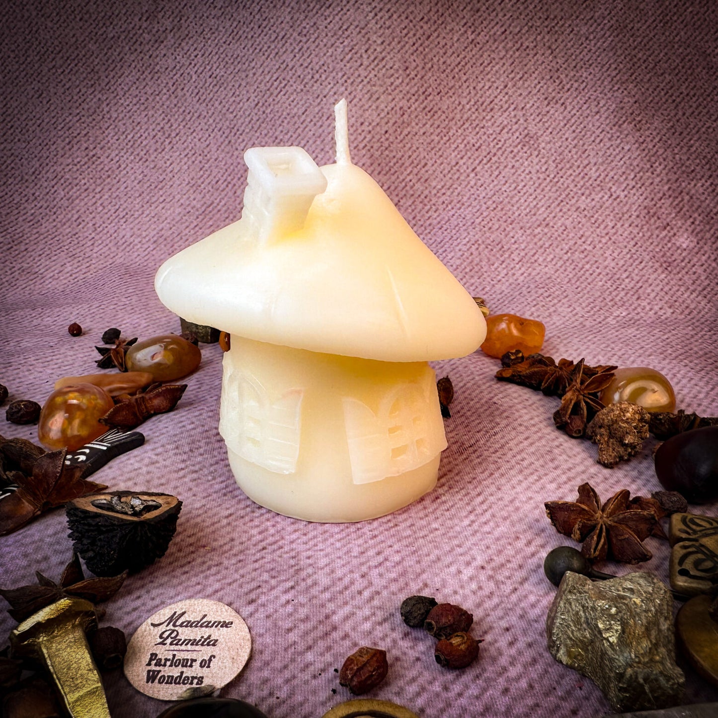 Beeswax Mushroom Fairy Hut Spell Candle