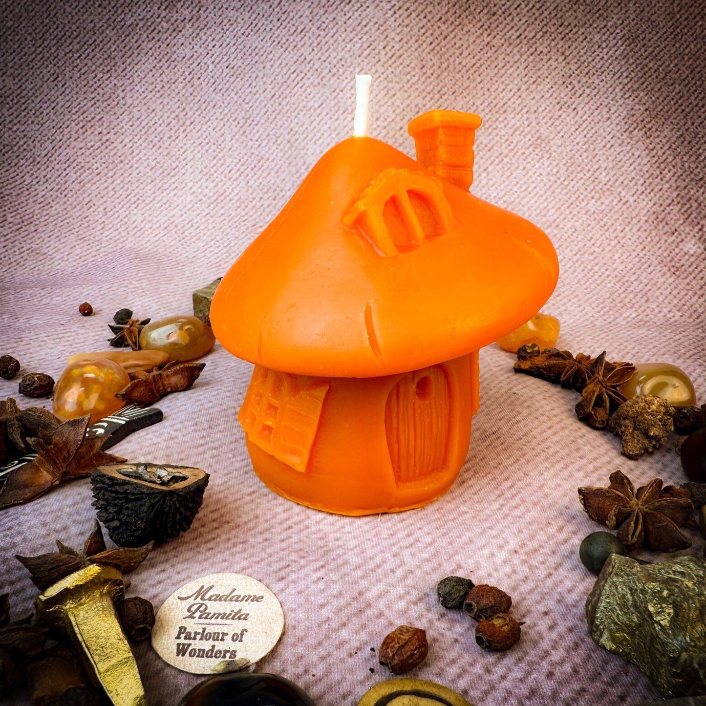 Beeswax Mushroom Fairy Hut Spell Candle