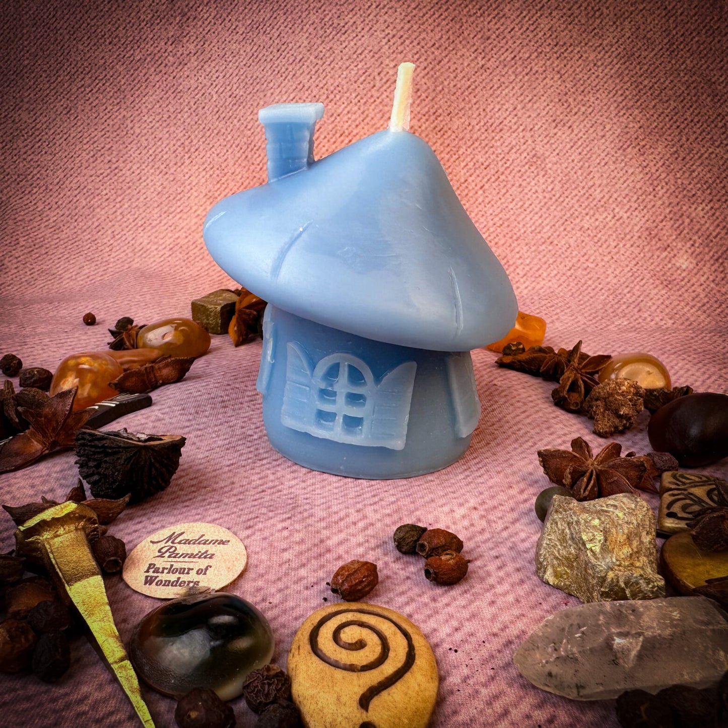 Beeswax Mushroom Fairy Hut Spell Candle