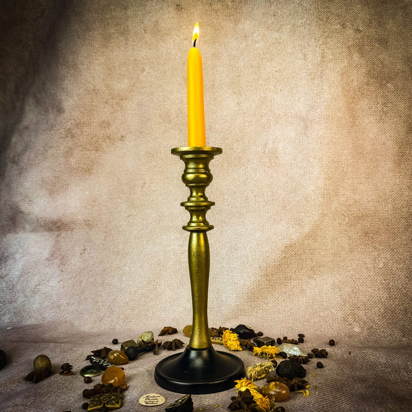Baba Yaga Golden Spindle Candle Holder