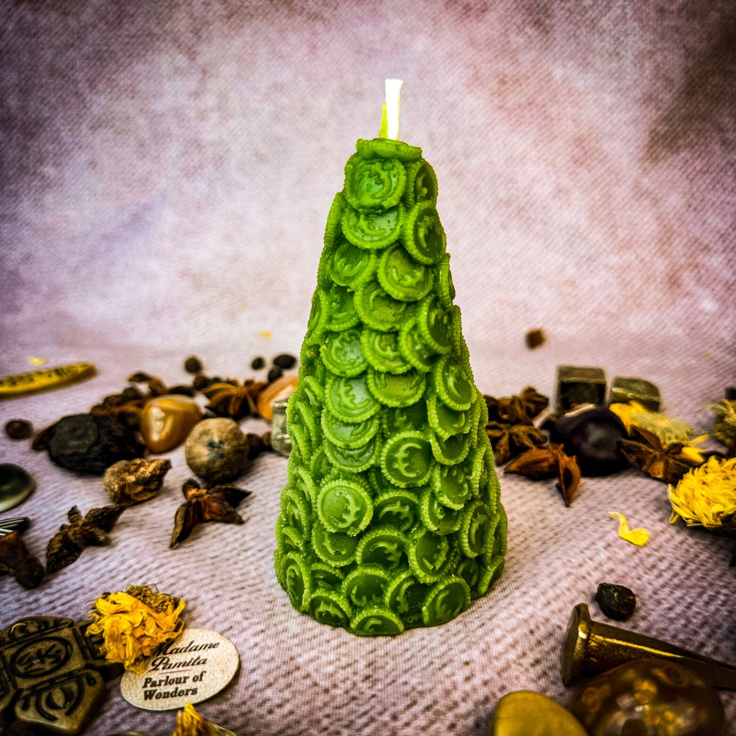 Beeswax Cone of Coins Candle