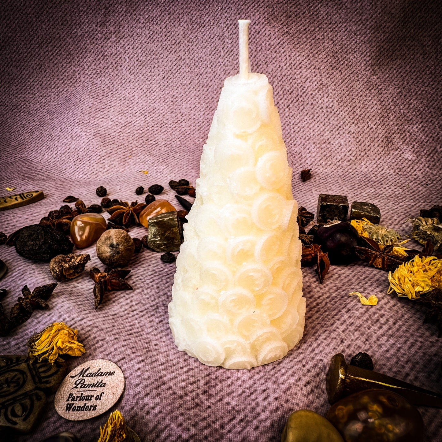 Beeswax Cone of Coins Candle