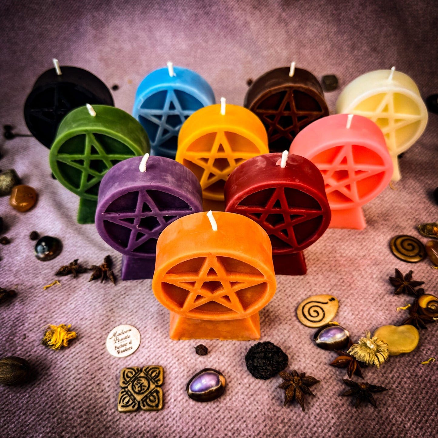 Beeswax Pentagram of Protection Spell Candle