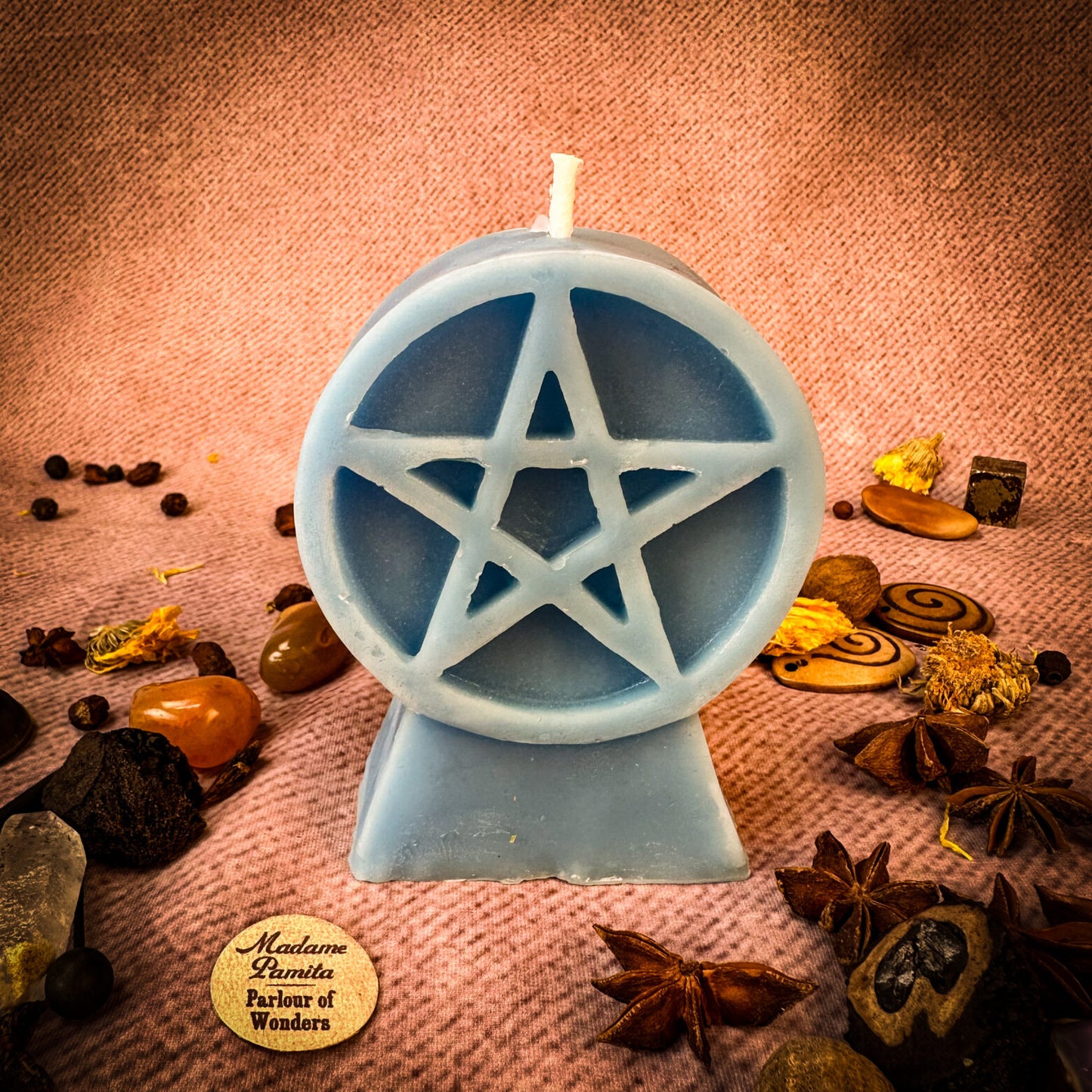 Beeswax Pentagram of Protection Spell Candle