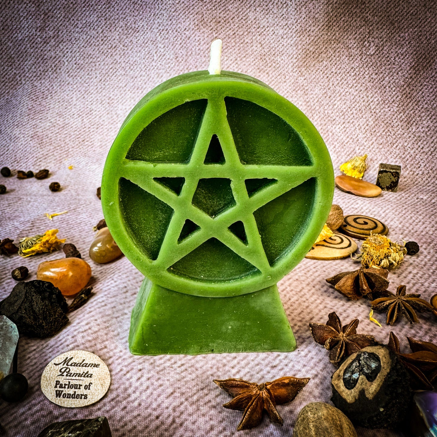 Beeswax Pentagram of Protection Spell Candle