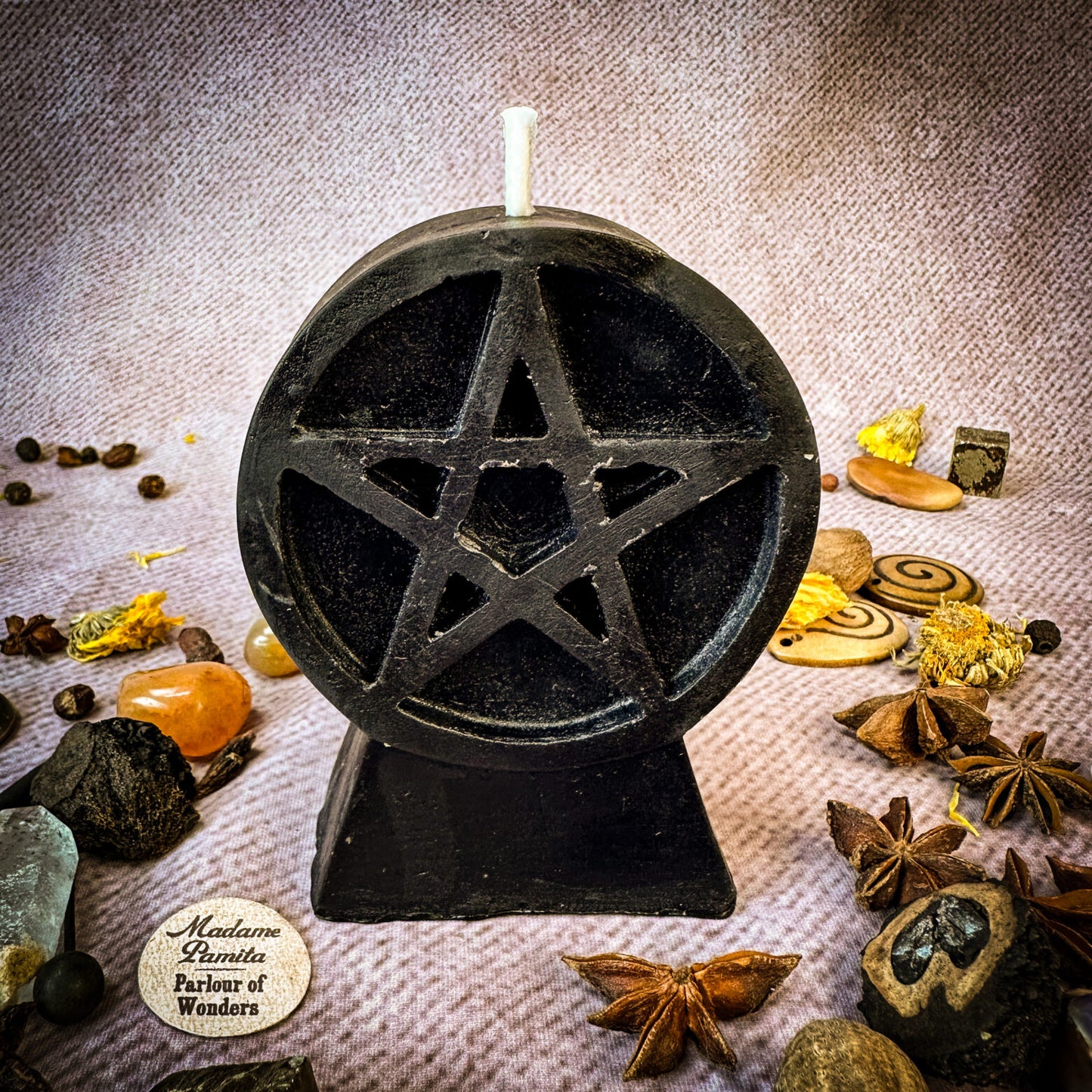 Beeswax Pentagram of Protection Spell Candle