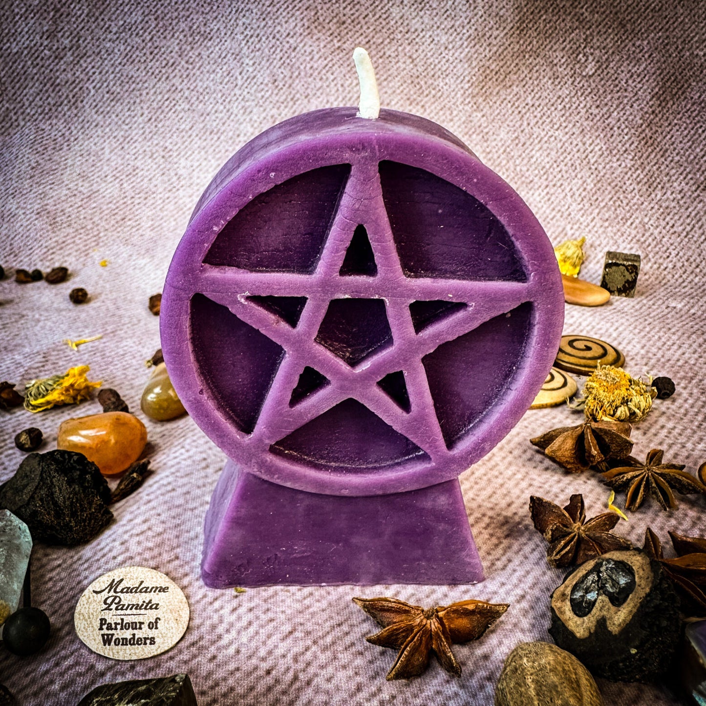 Beeswax Pentagram of Protection Spell Candle