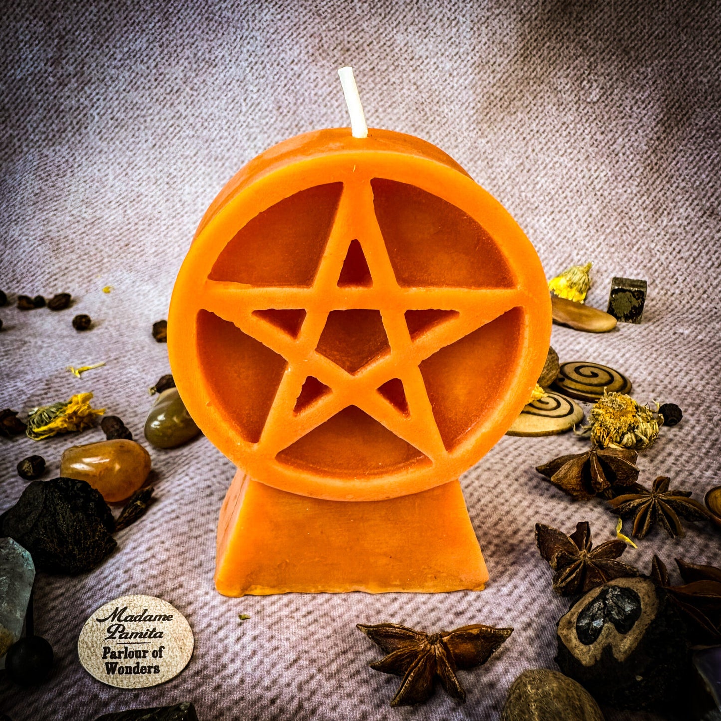 Beeswax Pentagram of Protection Spell Candle