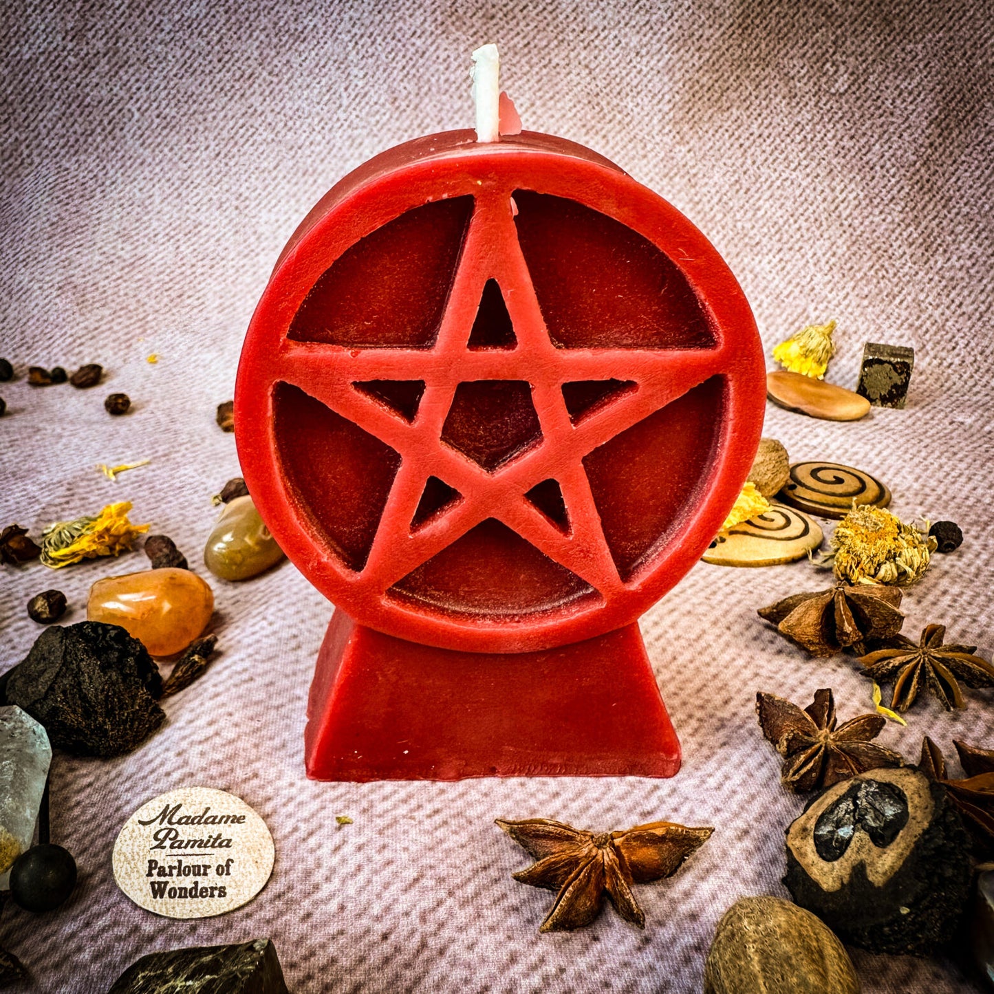 Beeswax Pentagram of Protection Spell Candle