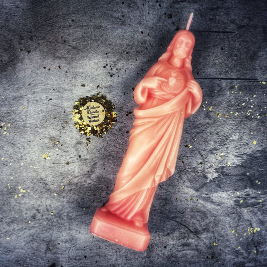 Pink Beeswax Sacred Heart of Jesus Spell Candle