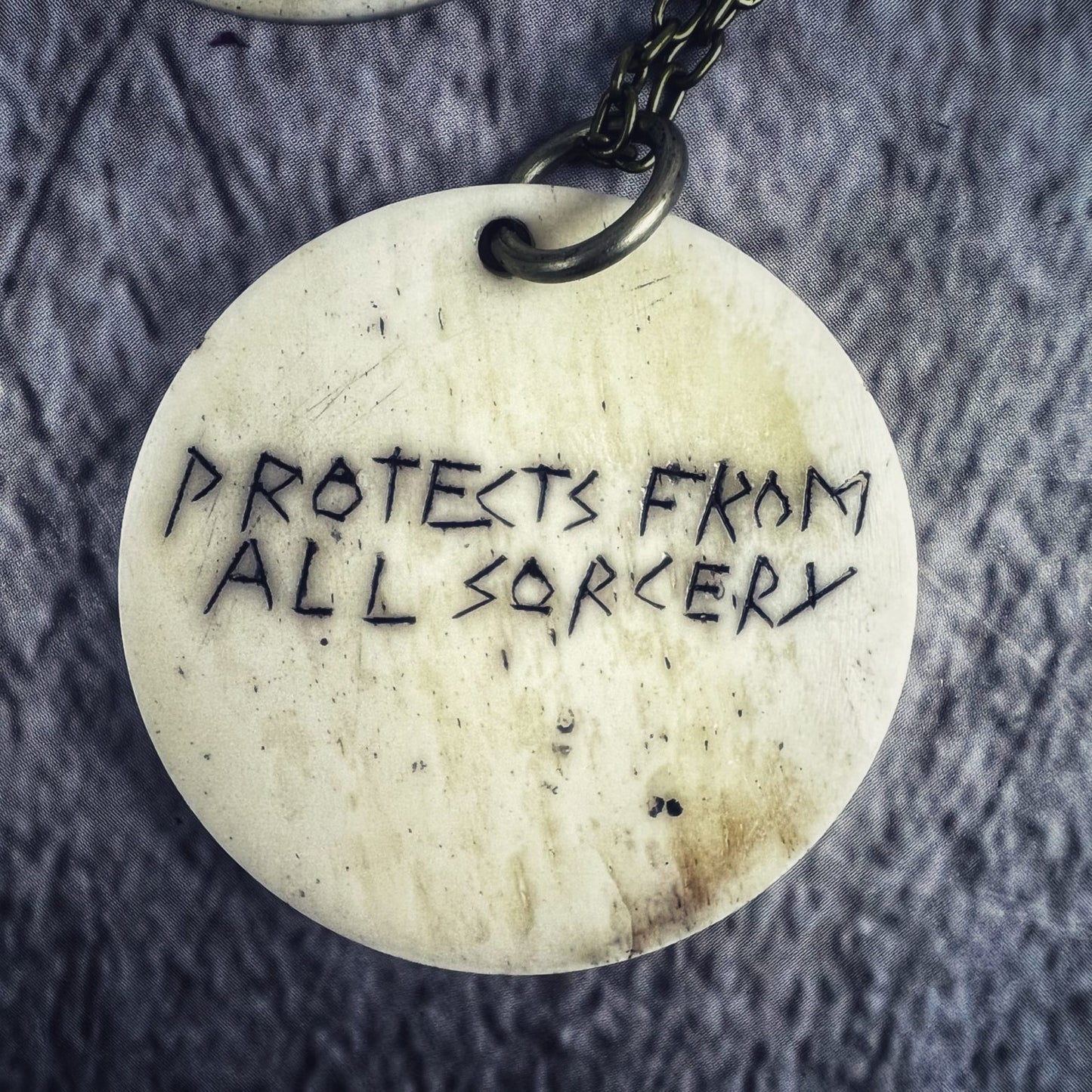 Protect From All Sorcery Bone Bind Rune Charm Necklace