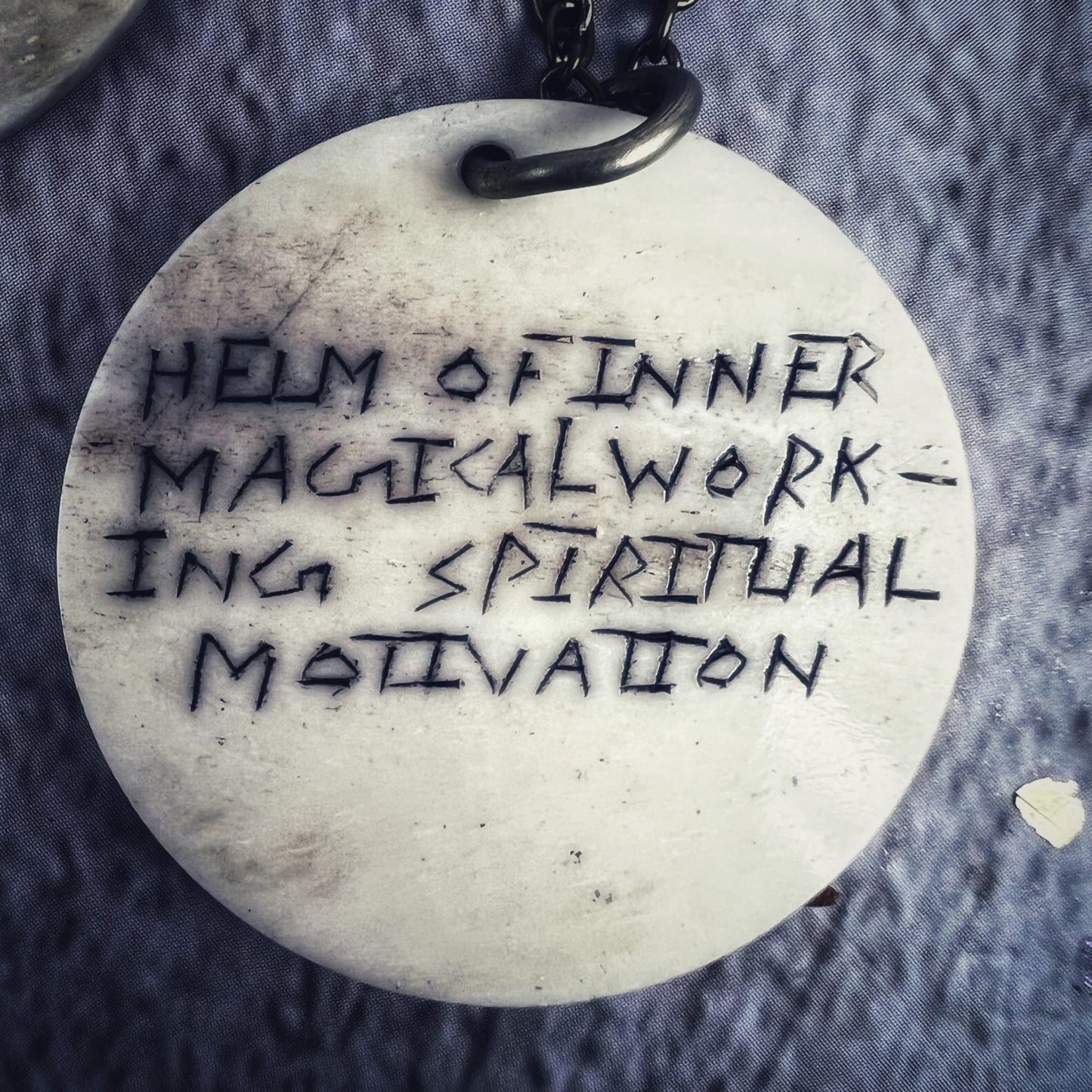 Helm of Inner Magical Working Spiritual Motivation Bone Charm Necklace