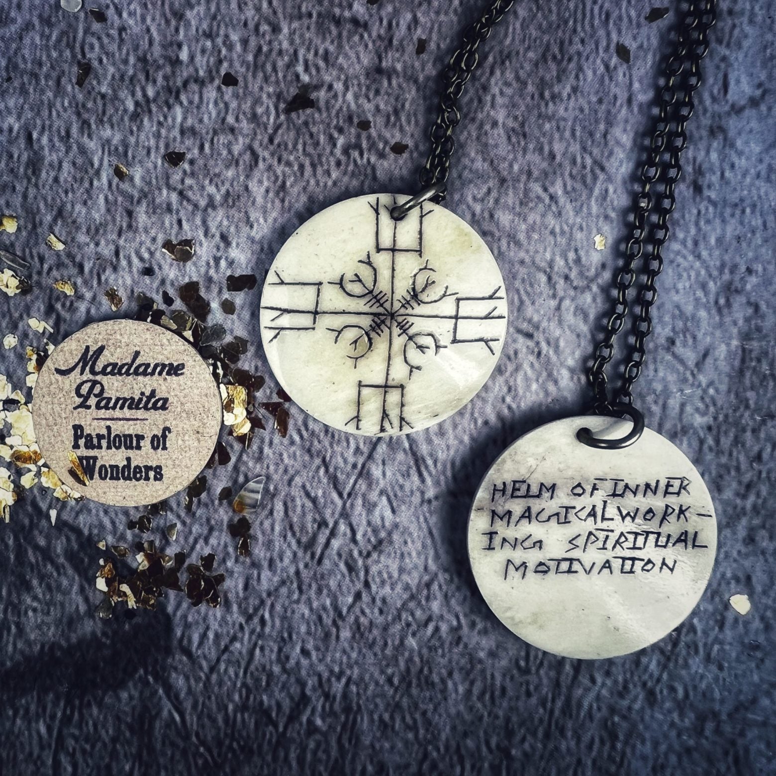 Helm of Inner Magical Working Spiritual Motivation Bone Charm Necklace
