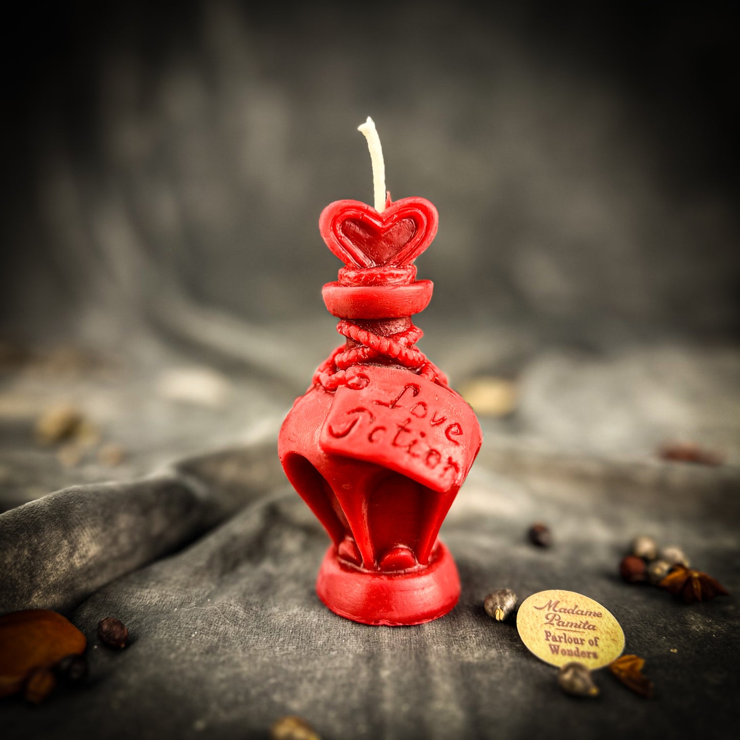Red Beeswax Love Potion Bottle Spell Candle - Enchant & Attract Love
