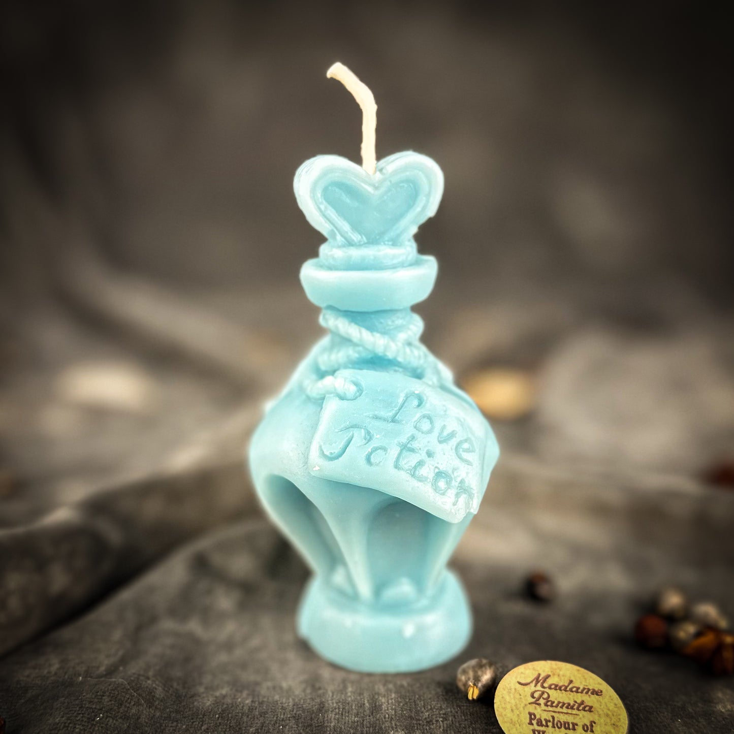 Blue Beeswax Love Potion Bottle Spell Candle 