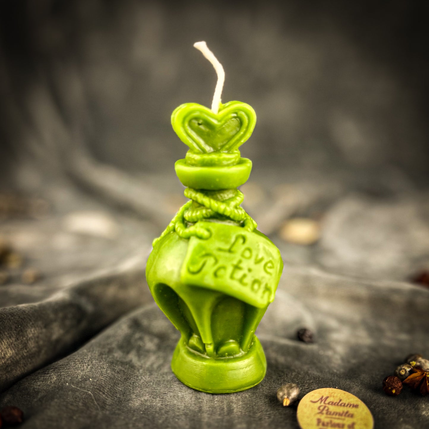 Green Beeswax Love Potion Bottle Spell Candle 