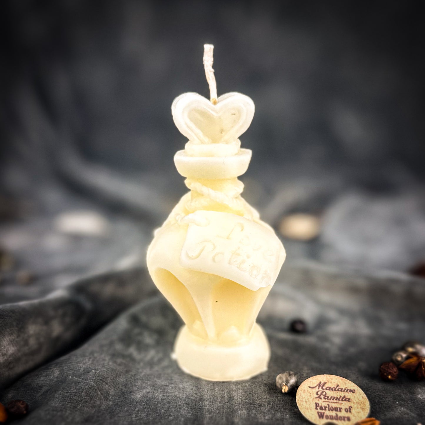 White Love Potion Bottle Spell Candle 