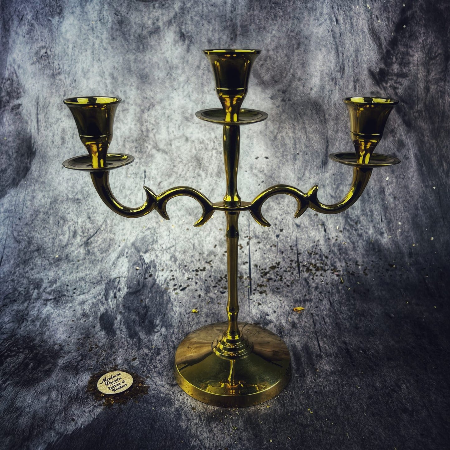 Three Taper Brass Candelabra