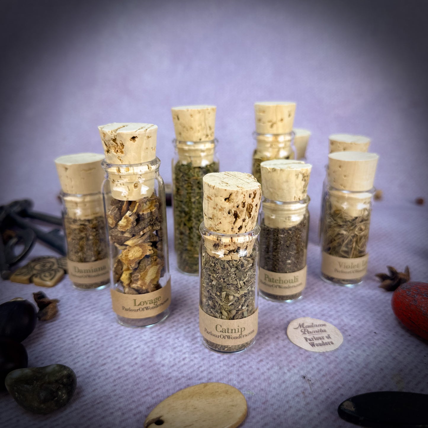 Spiritual Herbs into one magical bundle! Your choice of 10 or 20 spiritual herbs in either 5 dram or 10 dram bottles.