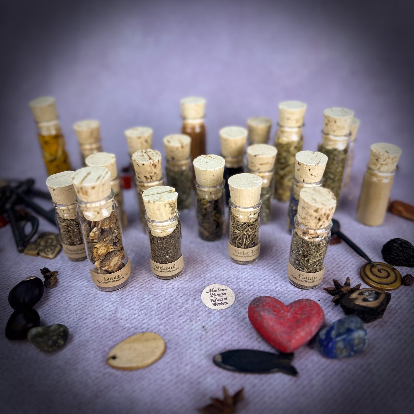 Spiritual Herbs into one magical bundle! Your choice of 10 or 20 spiritual herbs in either 5 dram or 10 dram bottles.