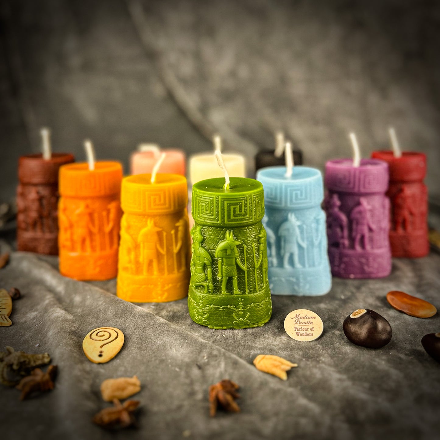 Beeswax Anubis and Horus Egyptian Pillar Spell Candle