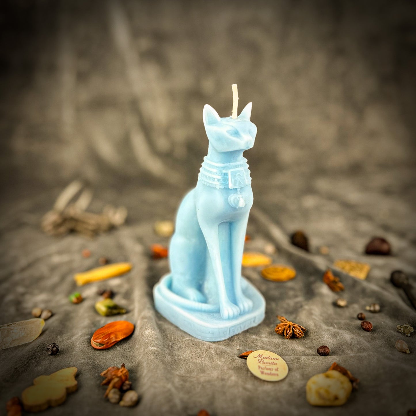 Beeswax Bast Spell Candle Bllue 