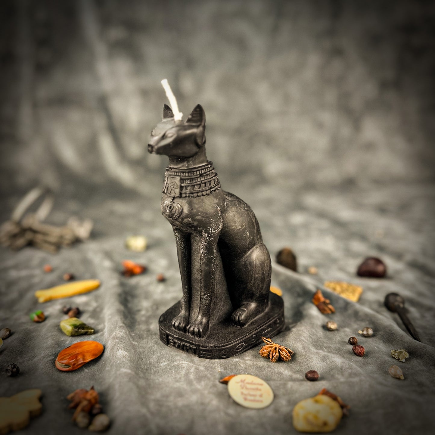 Beeswax Bast Spell Candle Black 