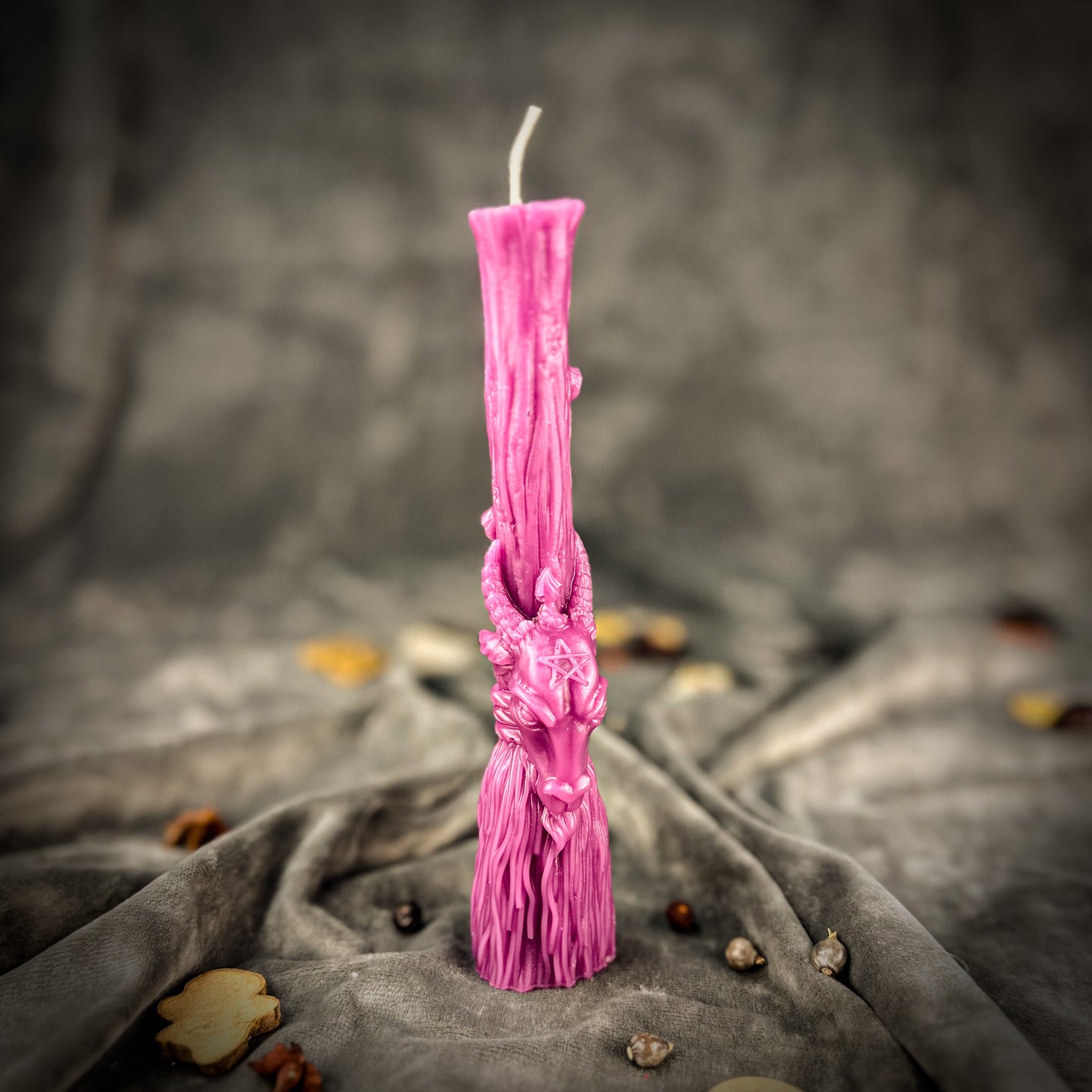 Purple Beeswax Sacred Goat Broom Spell Candle