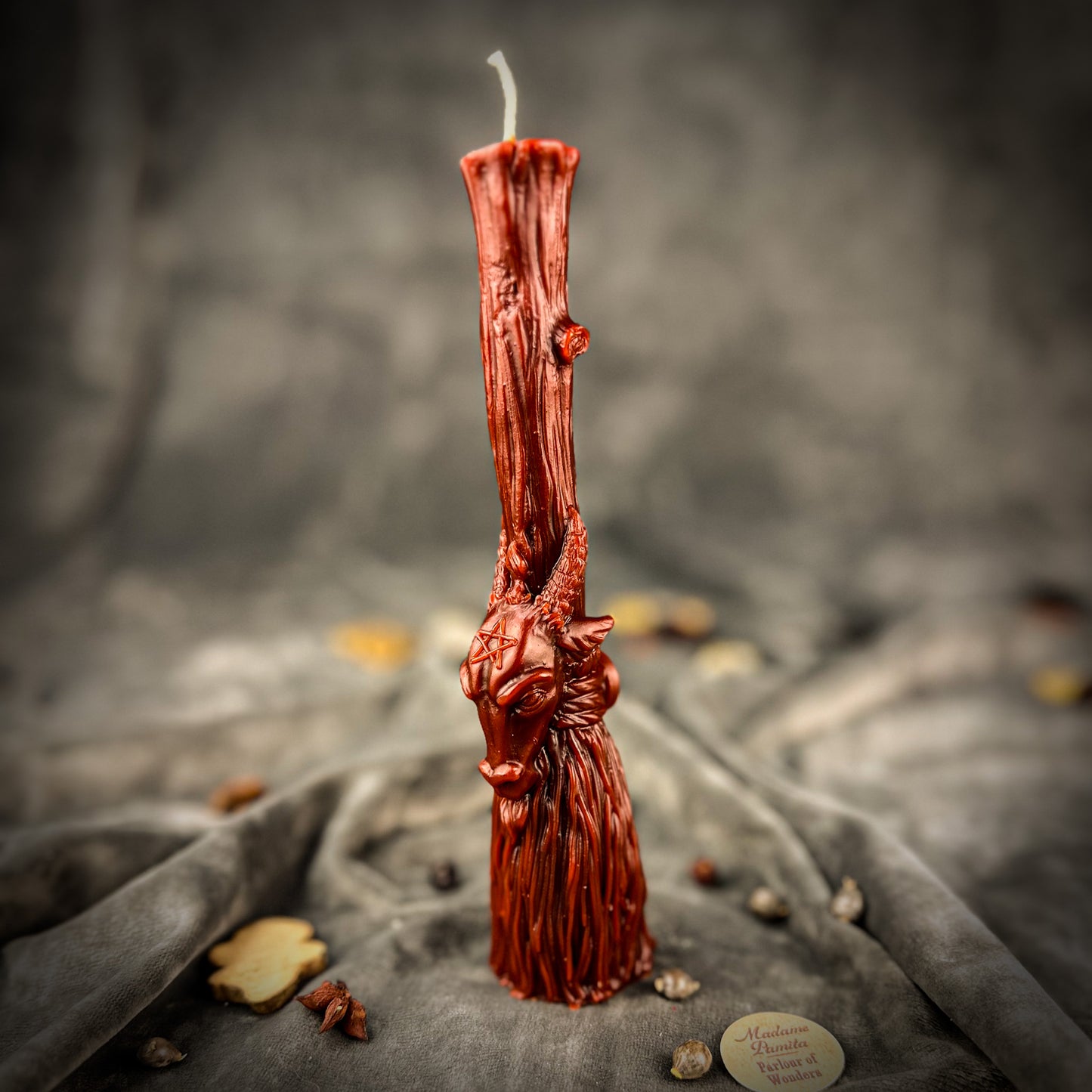 Brown Sacred Goat Broom Spell Candle