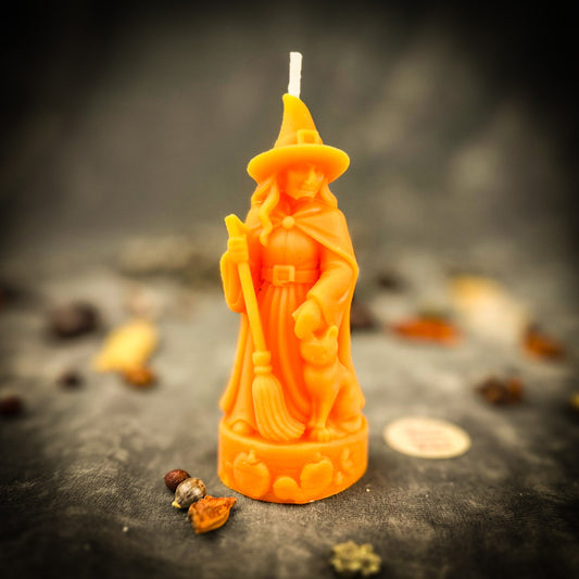 Orange Beeswax Crone Witch Spell Candle 