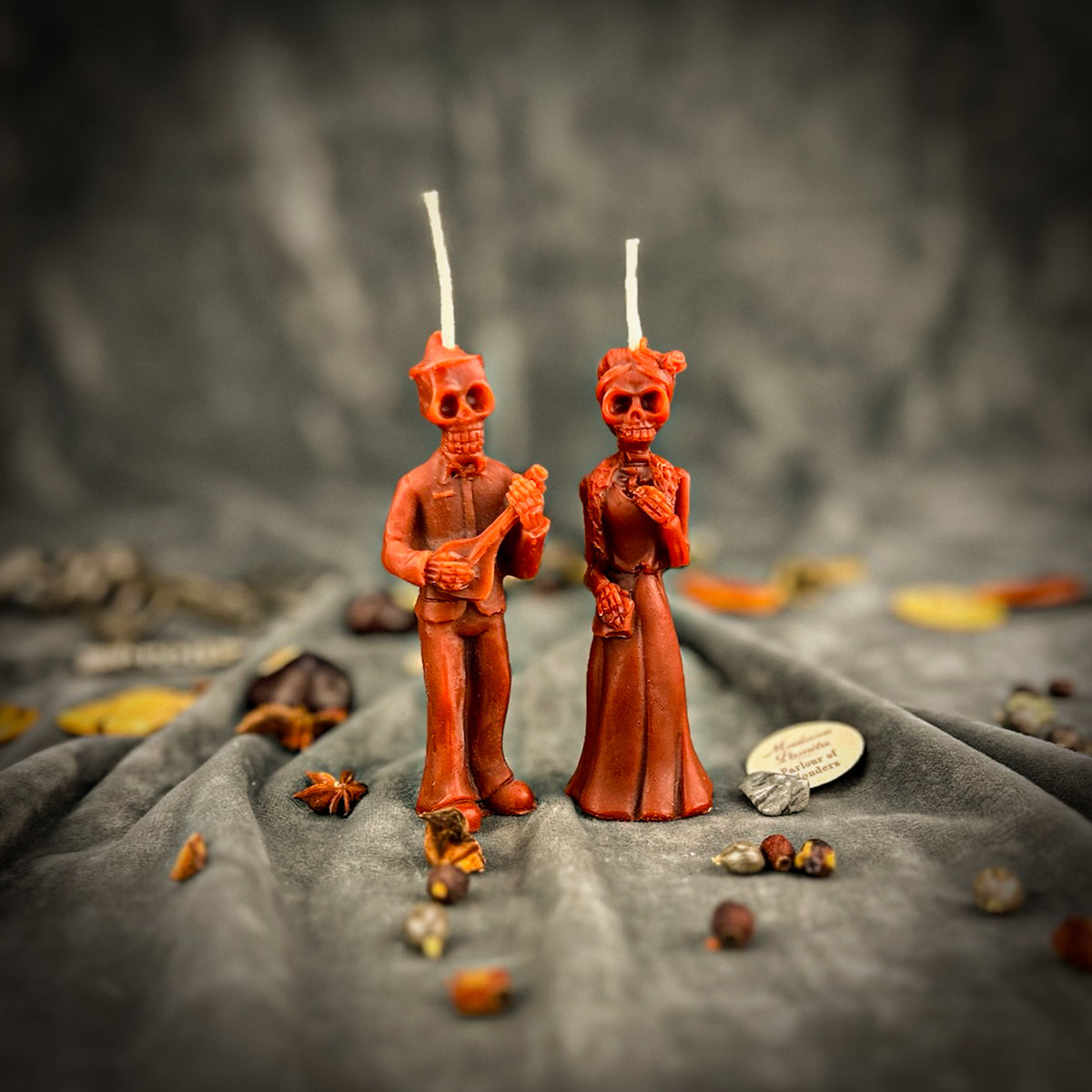 Brown Dia de Los Muertos Candle Set 