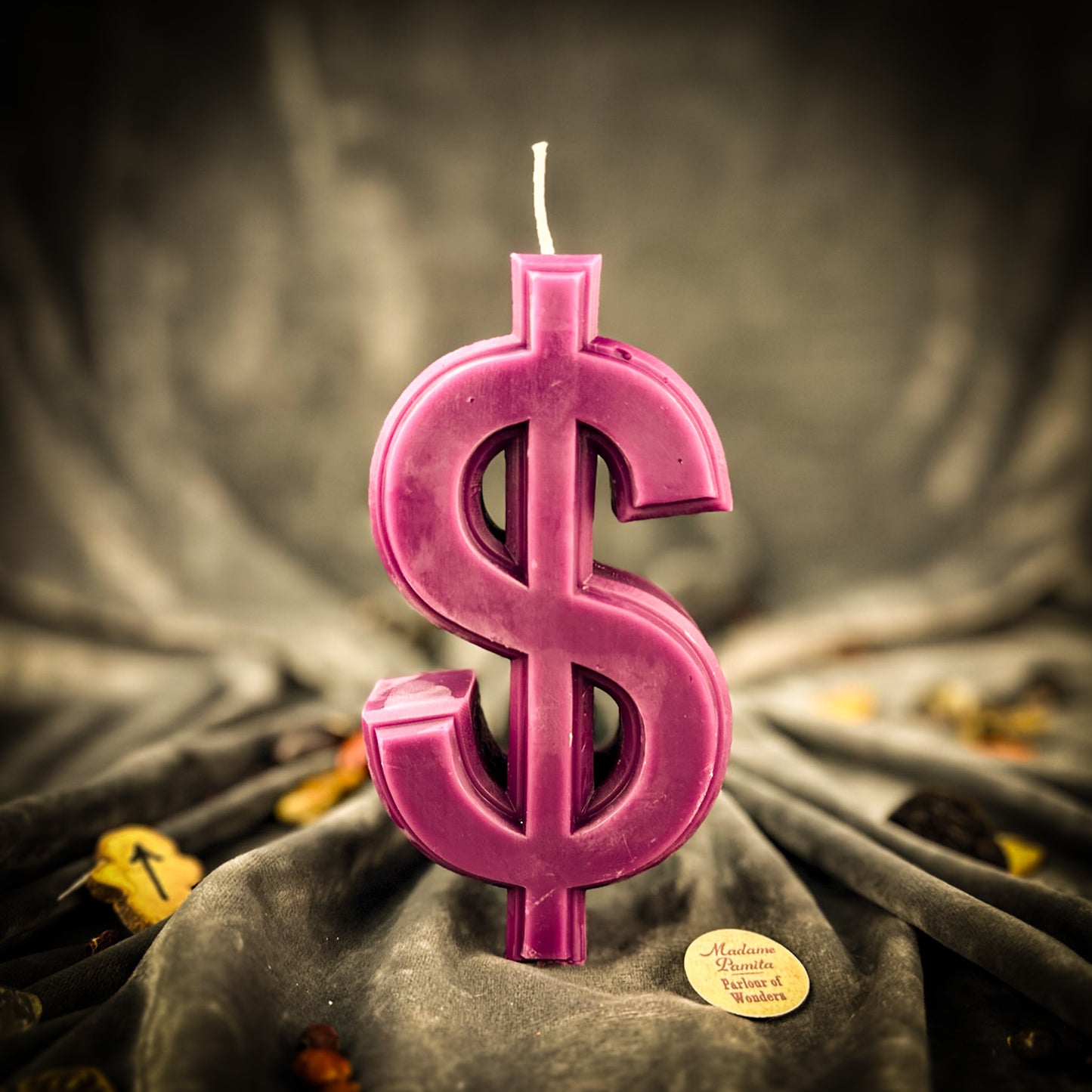 Purple Dollar Sign Candle