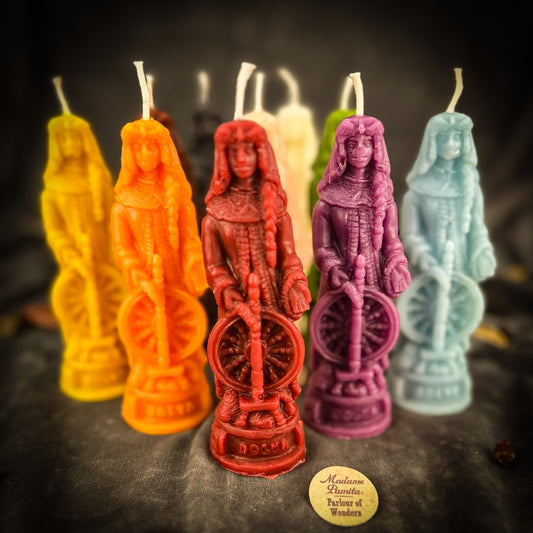 Beeswax Dolya Goddess Spell Candle | Good Fate, Opportunity & Abundance
