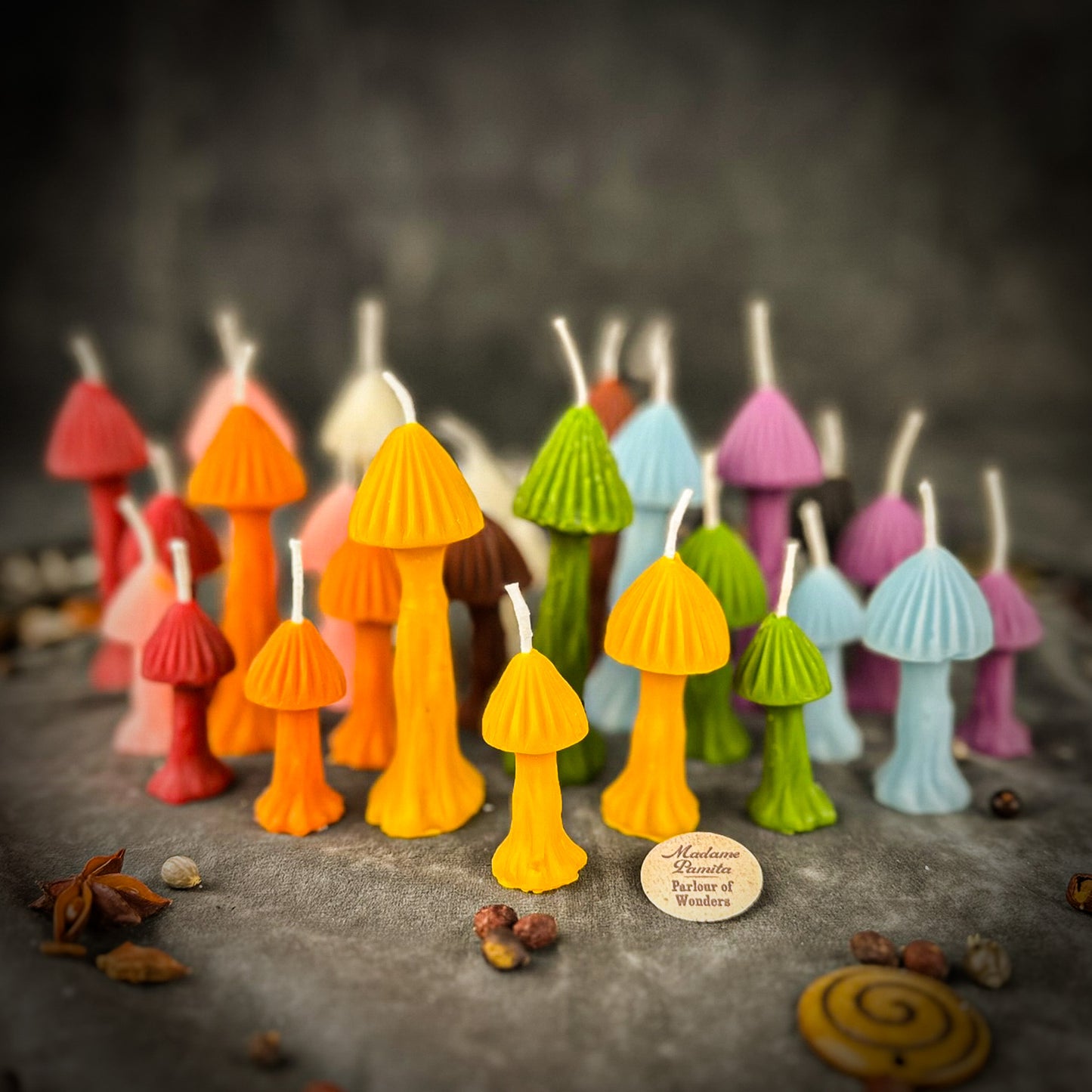 Beeswax Enchanted Mushroom Spell Candle Trio
