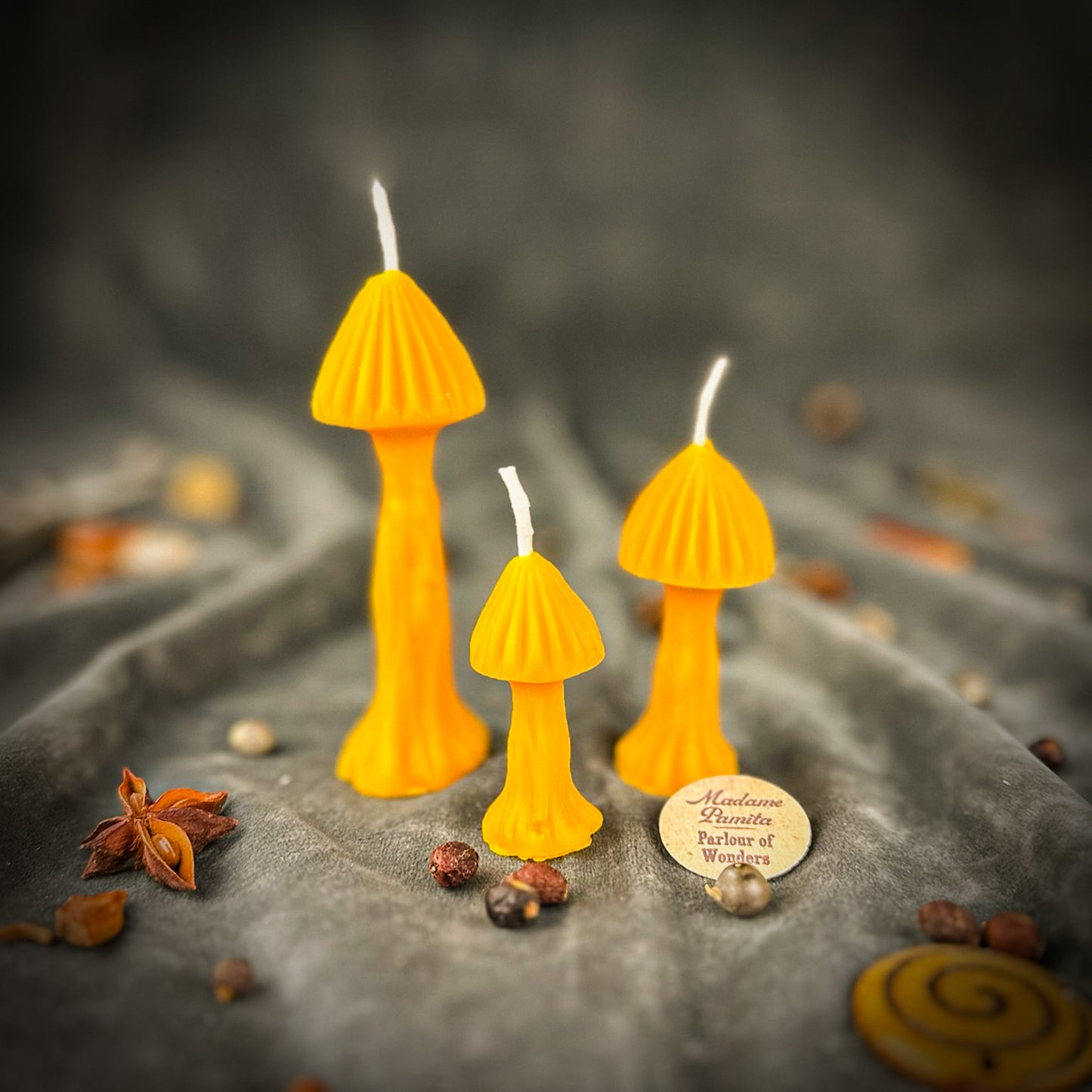 Enchanted Mushroom Candle Trio Yellow