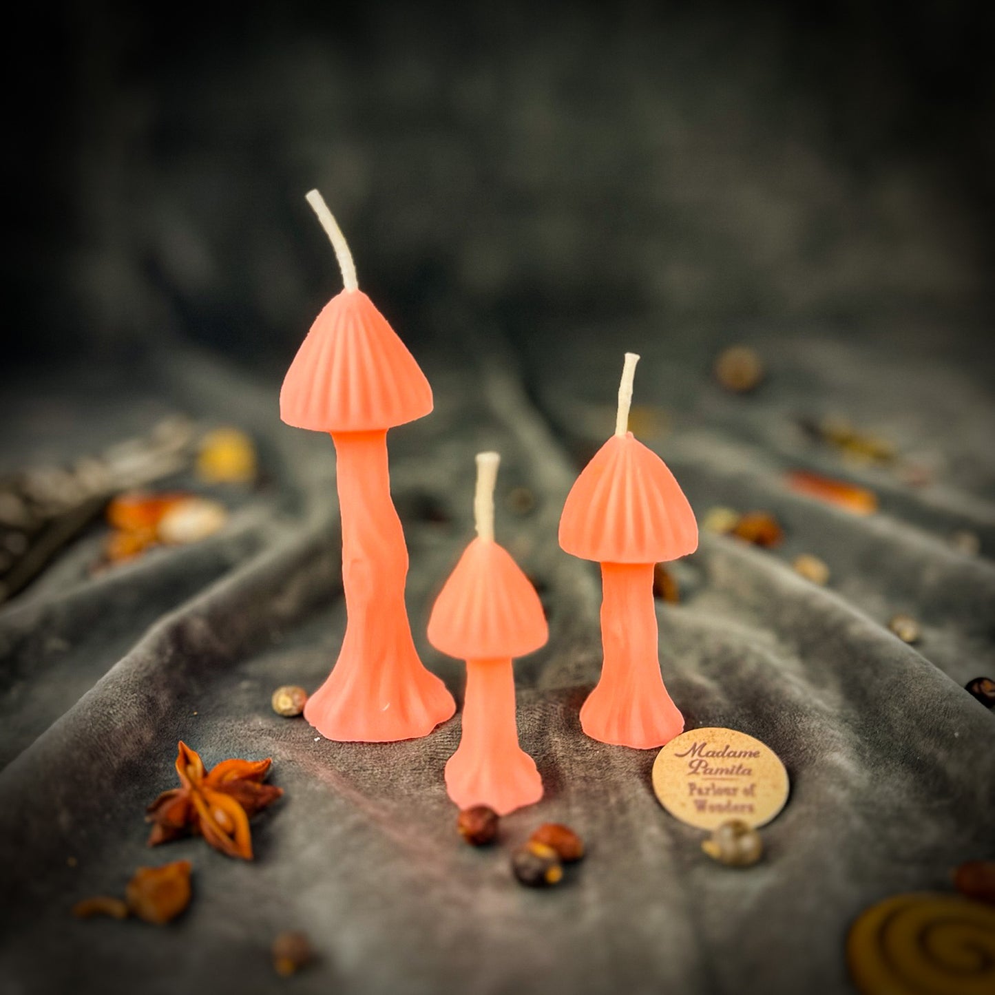 Beeswax Enchanted Mushroom Candle Trio Pink 