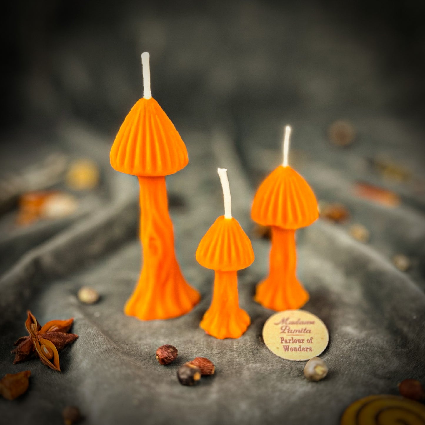 Orange Enchanted Mushroom Candle 