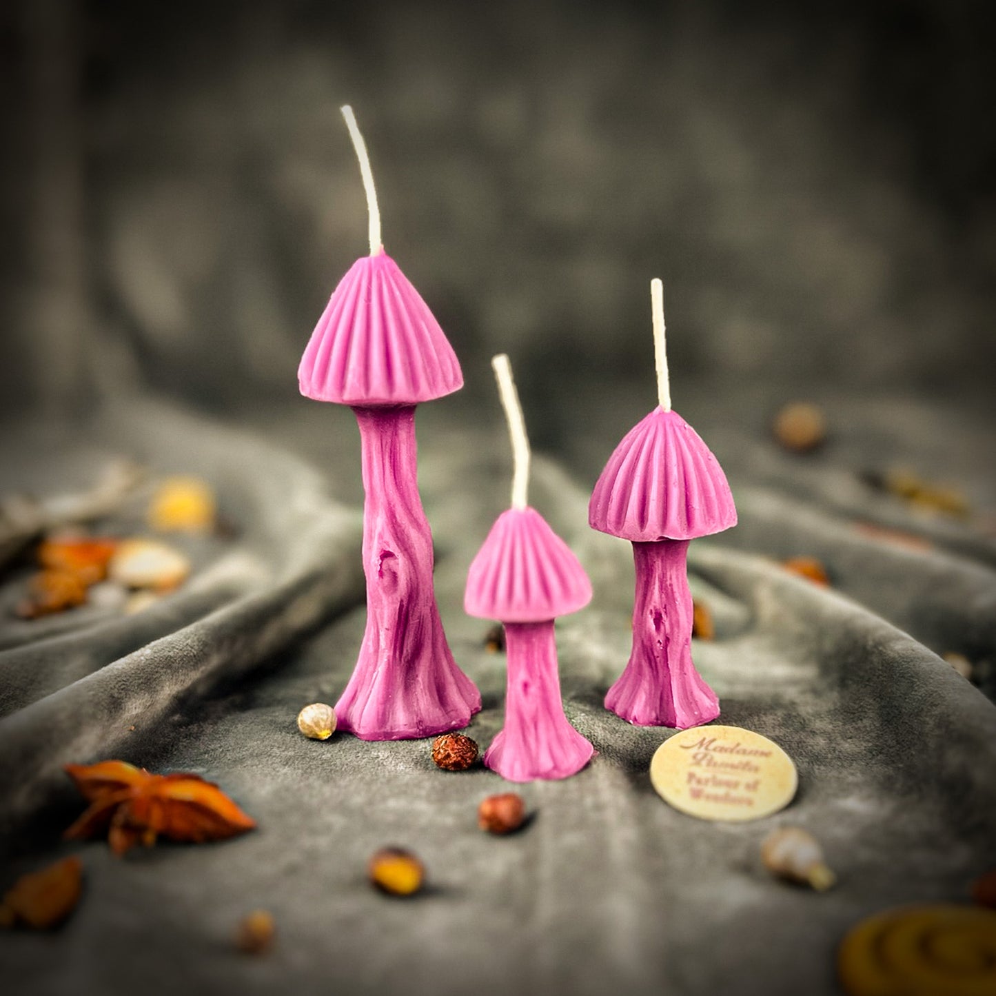 Purple Mushroom Candle Trio