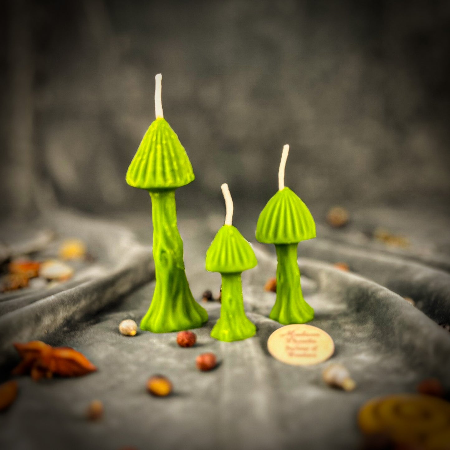 Green Mushroom Spell Candle Trio