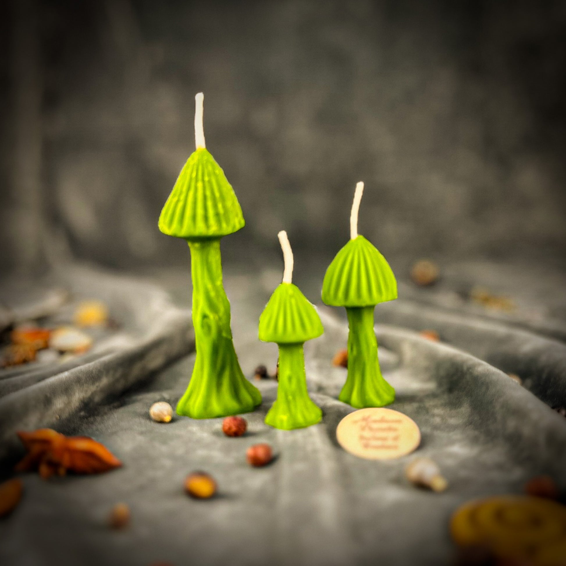 Green Mushroom Spell Candle Trio