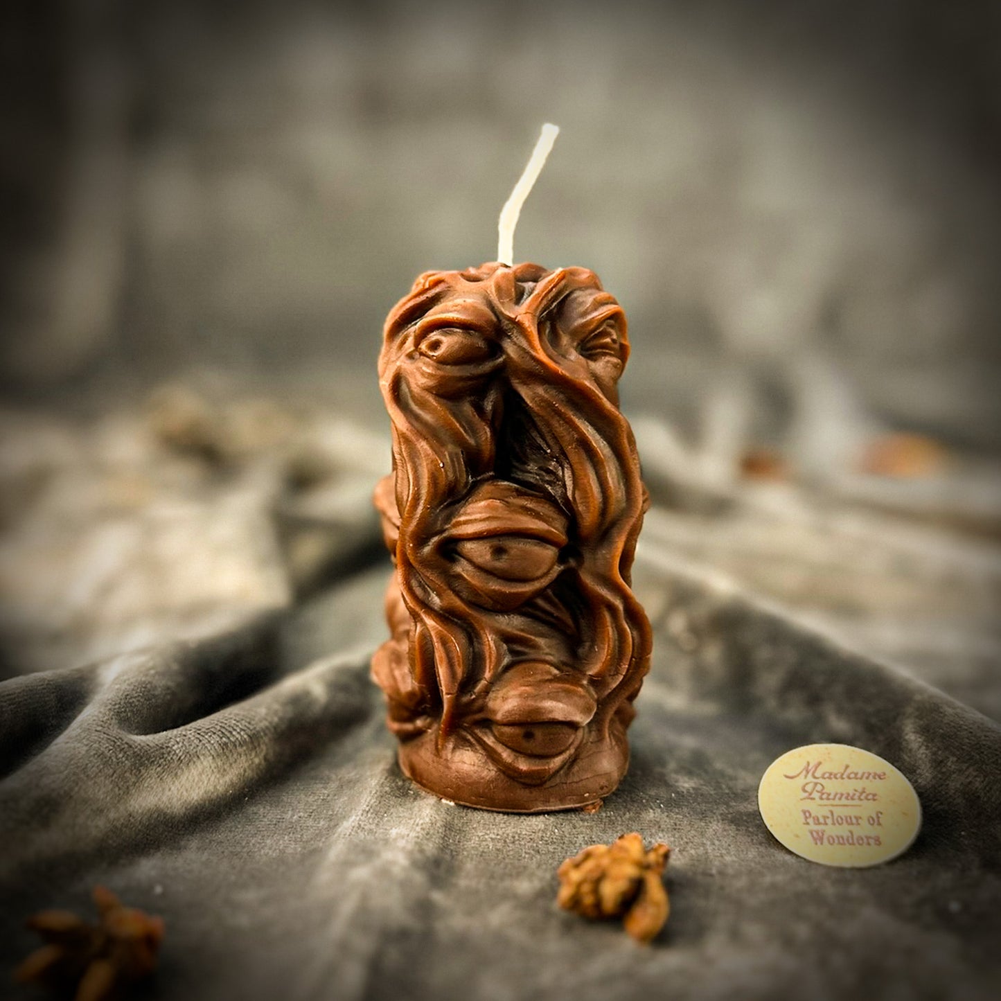 Brown Beeswax Evil Eye Candle 