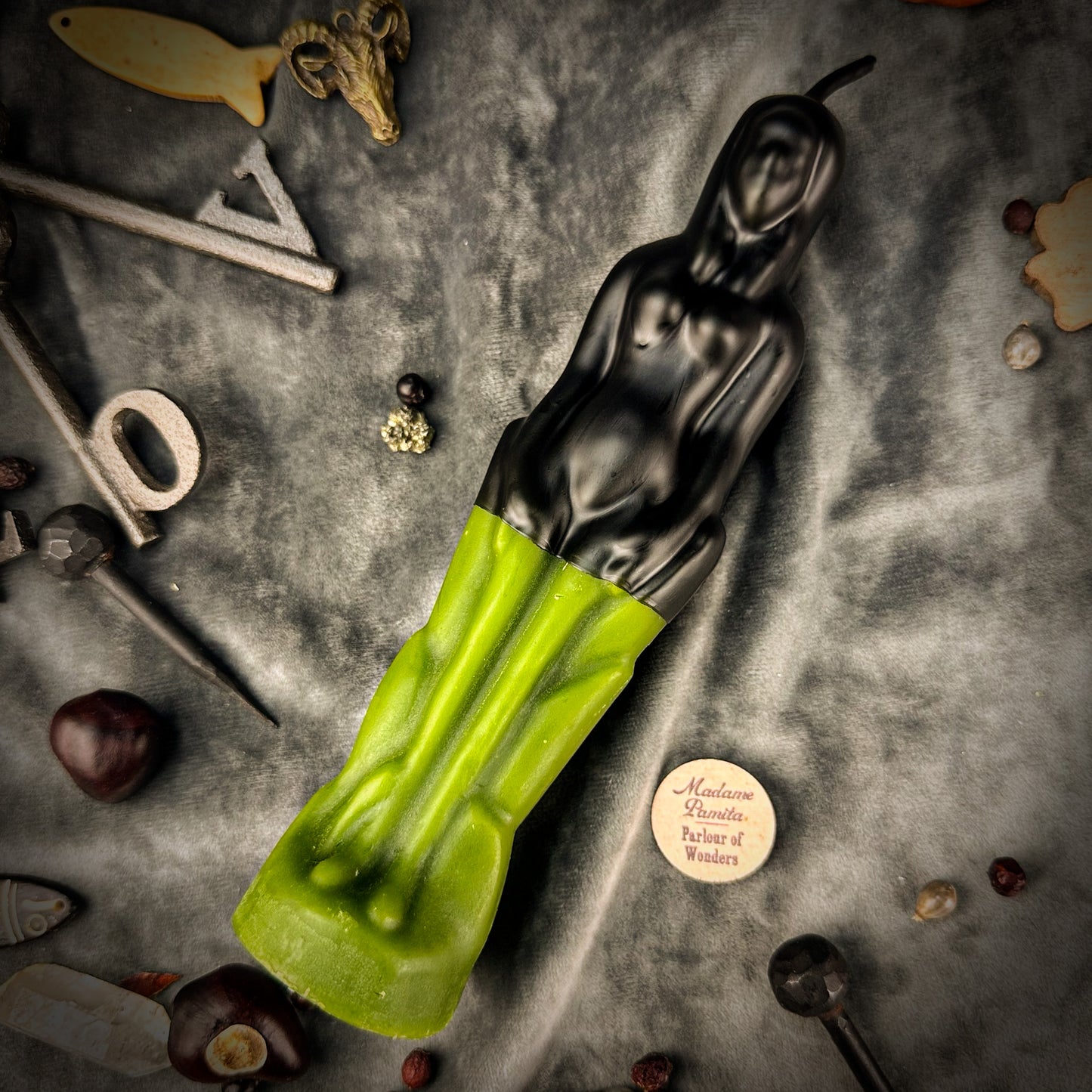 Green Reversing Female Figural Candle