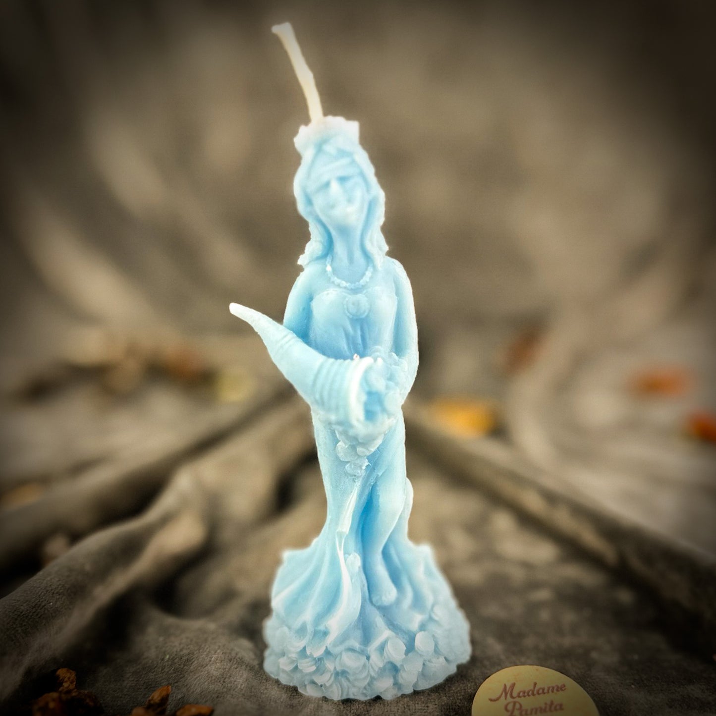 Blue Beeswax Goddess of Luck Spell Candle