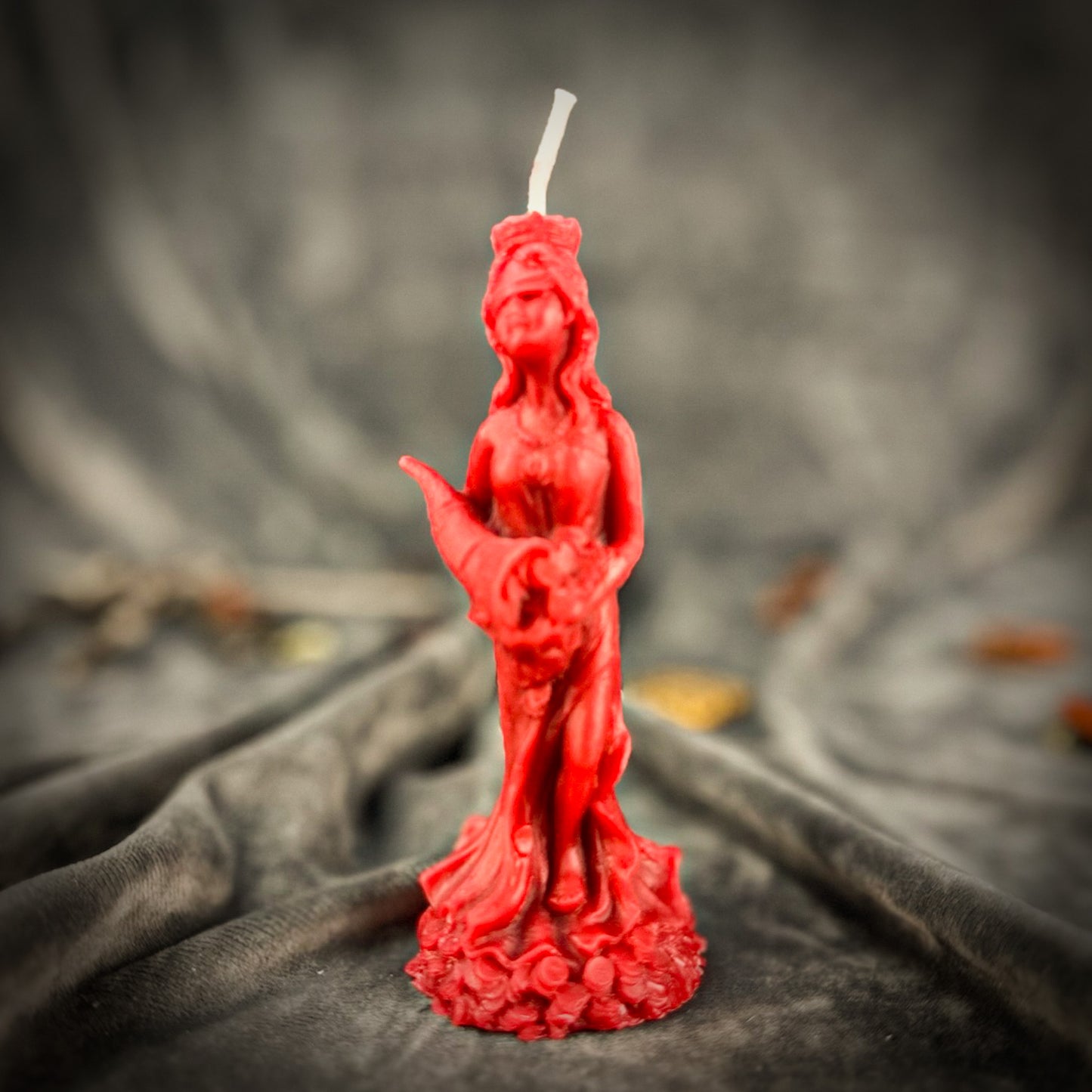 Beeswax Fortuna Goddess of Luck Spell Candle Red